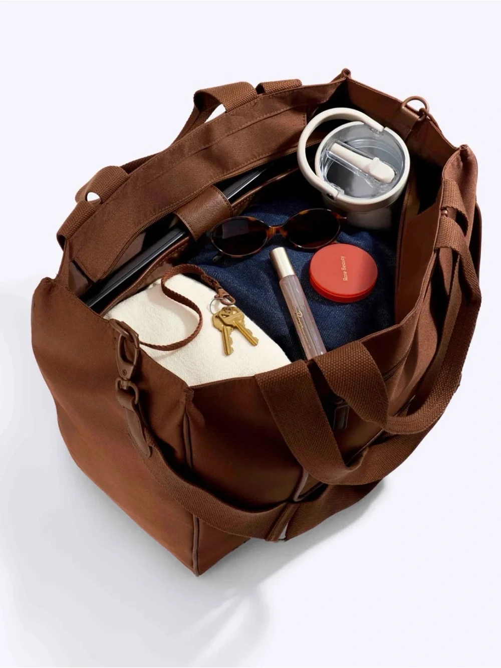 BEIS Brown Travel Tote with Adjustable Shoulder Strap - Picture 4 of 6